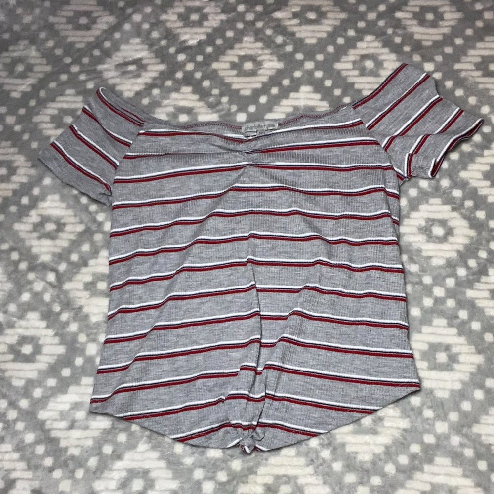 Charolette Russe grey off the shoulder top